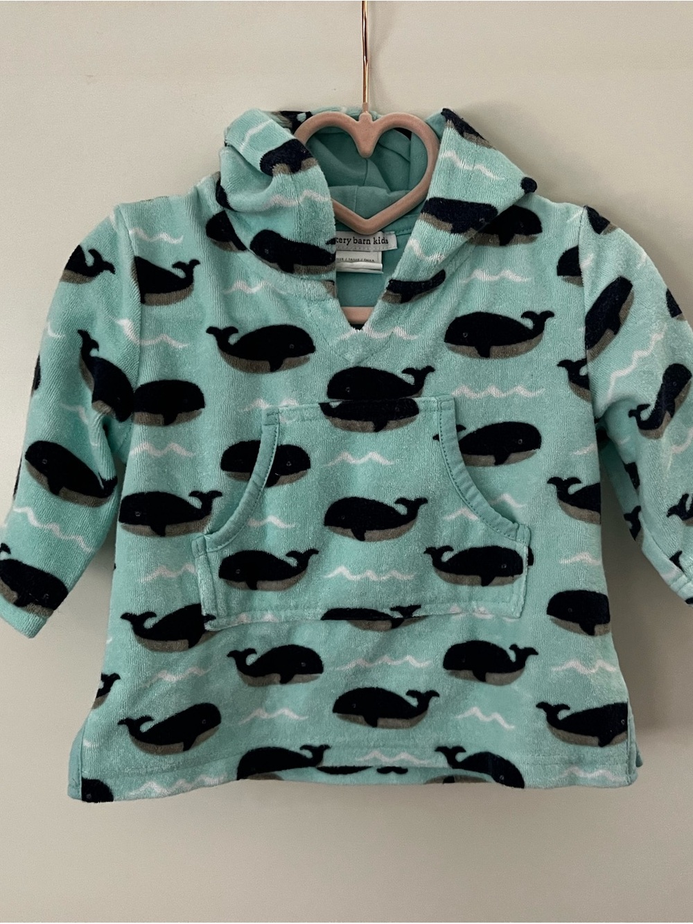 Pottery Barn Kids Hooded Blue Whales Towel Poncho, 6-12m